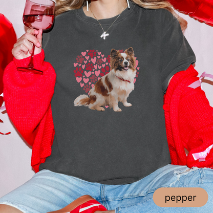 Heart Paw Print Brown Papillion Comfort Colors T-shirt, Unisex Tee, Dog Lover Shirt, Cute Animal Graphic Tee, Pet Owner Gift