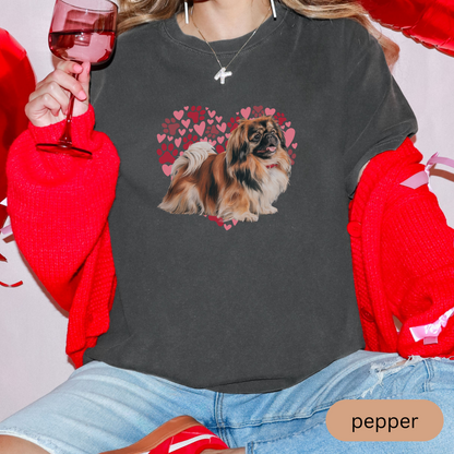 Heart Paw Print Pekingese Comfort Colors T-shirt, Unisex Tee, Dog Lover Shirt, Cute Animal Graphic Tee, Pet Owner Gift
