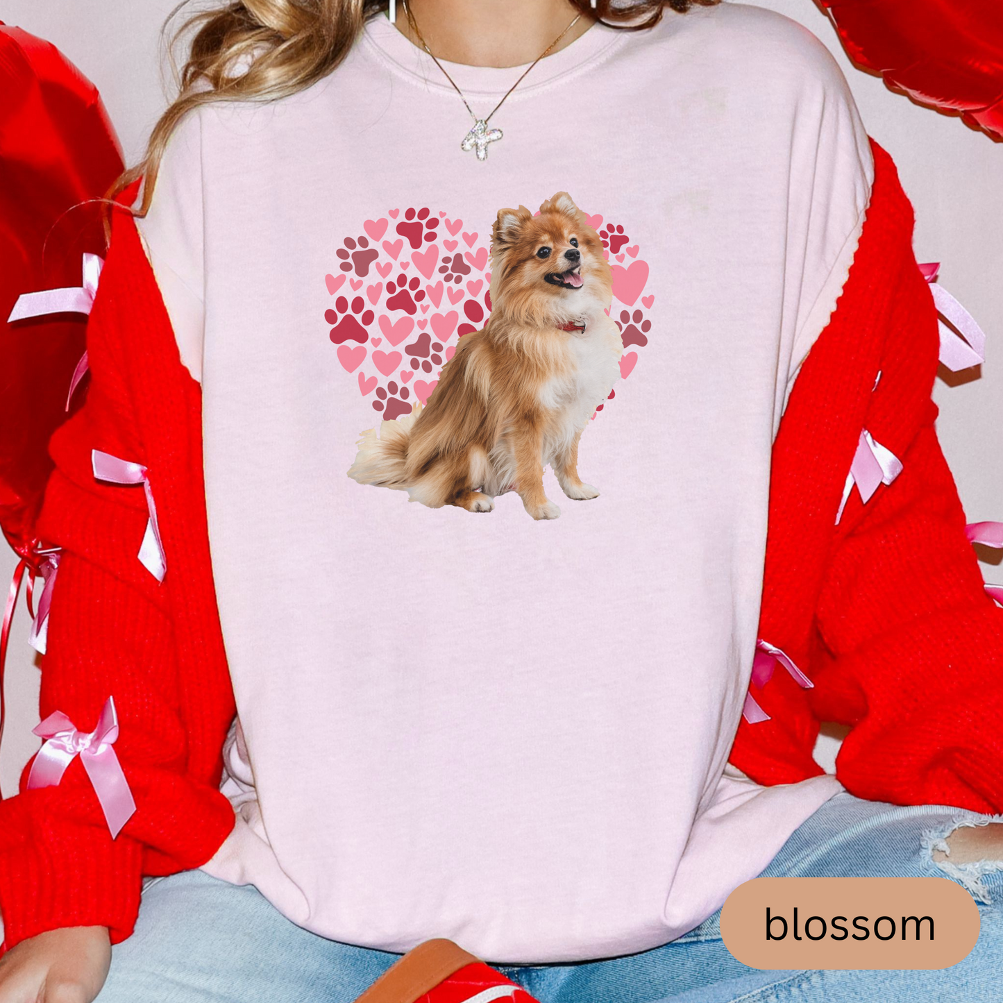 Heart Paw Print Pomeranian Comfort Colors T-shirt, Unisex Tee, Dog Lover Shirt, Cute Animal Graphic Tee, Pet Owner Gift