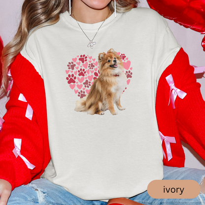 Heart Paw Print Pomeranian Comfort Colors T-shirt, Unisex Tee, Dog Lover Shirt, Cute Animal Graphic Tee, Pet Owner Gift