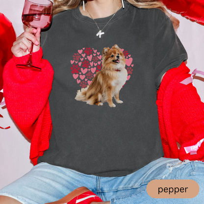 Heart Paw Print Pomeranian Comfort Colors T-shirt, Unisex Tee, Dog Lover Shirt, Cute Animal Graphic Tee, Pet Owner Gift