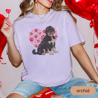 Heart Paw Print Black Portuguese Water Dog Comfort Colors T-shirt, Unisex Tee, Dog Lover Shirt, Cute Animal Graphic Tee, Pet Owner Gift