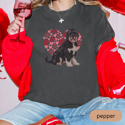 Heart Paw Print Black Portuguese Water Dog Comfort Colors T-shirt, Unisex Tee, Dog Lover Shirt, Cute Animal Graphic Tee, Pet Owner Gift