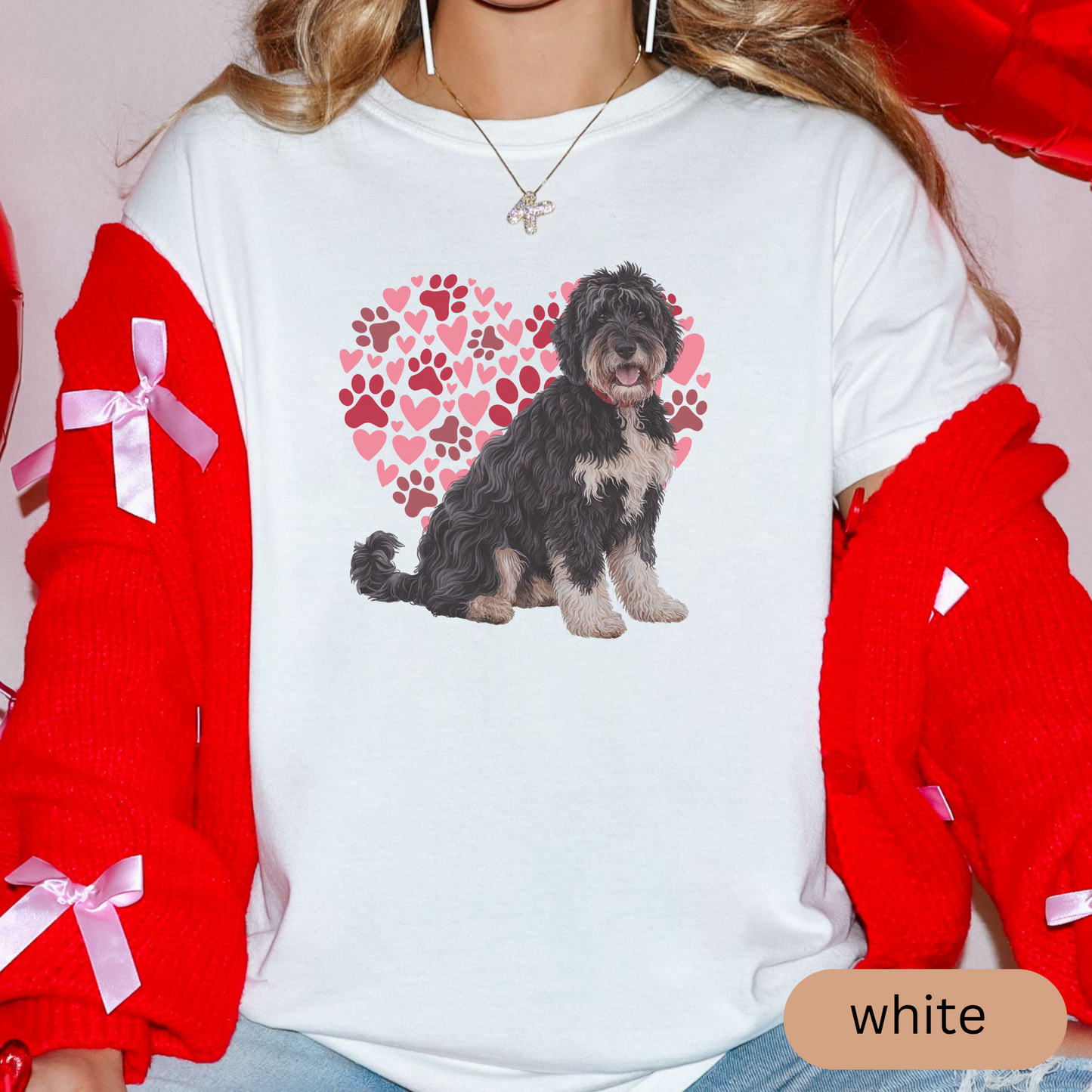 Heart Paw Print Black Portuguese Water Dog Comfort Colors T-shirt, Unisex Tee, Dog Lover Shirt, Cute Animal Graphic Tee, Pet Owner Gift