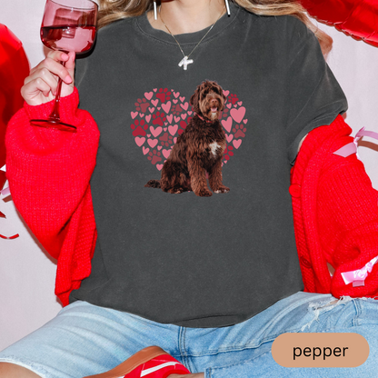 Heart Paw Print Brown Portuguese Water Dog Comfort Colors T-shirt, Unisex Tee, Dog Lover Shirt, Cute Animal Graphic Tee, Pet Owner Gift