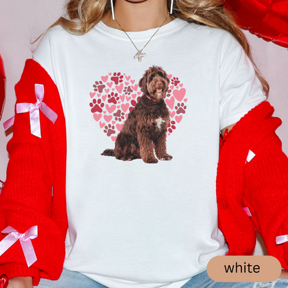 Heart Paw Print Brown Portuguese Water Dog Comfort Colors T-shirt, Unisex Tee, Dog Lover Shirt, Cute Animal Graphic Tee, Pet Owner Gift