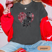 Load image into Gallery viewer, Heart Paw Print Black Pug Comfort Colors T-shirt, Unisex Tee, Dog Lover Shirt, Cute Animal Graphic Tee, Pet Owner Gift
