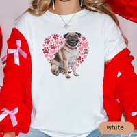 Load image into Gallery viewer, Heart Paw Print Tan Pug Comfort Colors T-shirt, Unisex Tee, Dog Lover Shirt, Cute Animal Graphic Tee, Pet Owner Gift
