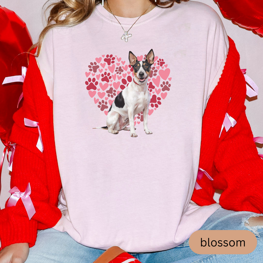 Heart Paw Print Rat Terrier Comfort Colors T-shirt, Unisex Tee, Dog Lover Shirt, Cute Animal Graphic Tee, Pet Owner Gift