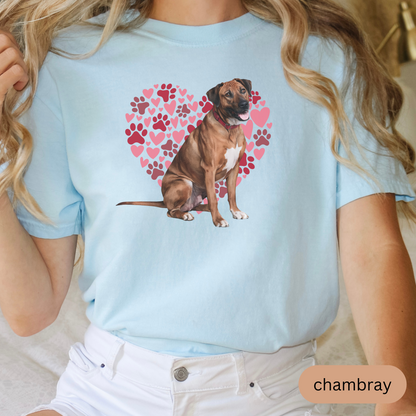 Heart Paw Print Rhodesian Ridgeback Comfort Colors T-shirt, Unisex Tee, Dog Lover Shirt, Cute Animal Graphic Tee, Pet Owner Gift