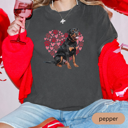Heart Paw Print Rottweiler Comfort Colors T-shirt, Unisex Tee, Dog Lover Shirt, Cute Animal Graphic Tee, Pet Owner Gift