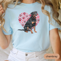 Load image into Gallery viewer, Heart Paw Print Rottweiler Comfort Colors T-shirt, Unisex Tee, Dog Lover Shirt, Cute Animal Graphic Tee, Pet Owner Gift
