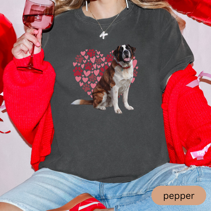 Heart Paw Print Saint Bernard Comfort Colors T-shirt, Unisex Tee, Dog Lover Shirt, Cute Animal Graphic Tee, Pet Owner Gift