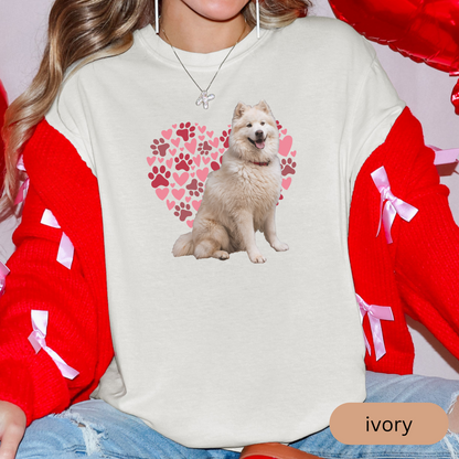 Heart Paw Print Samoyed Comfort Colors T-shirt, Unisex Tee, Dog Lover Shirt, Cute Animal Graphic Tee, Pet Owner Gift