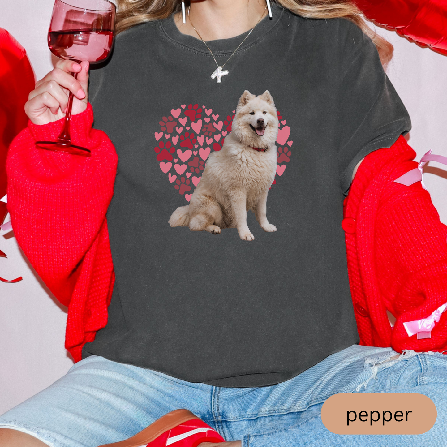 Heart Paw Print Samoyed Comfort Colors T-shirt, Unisex Tee, Dog Lover Shirt, Cute Animal Graphic Tee, Pet Owner Gift