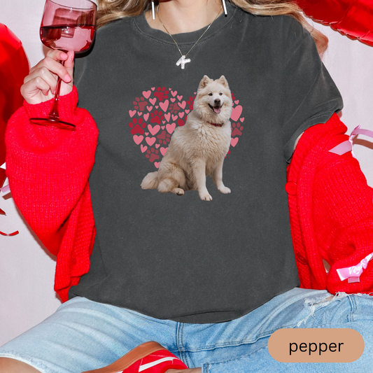 Heart Paw Print Samoyed Comfort Colors T-shirt, Unisex Tee, Dog Lover Shirt, Cute Animal Graphic Tee, Pet Owner Gift