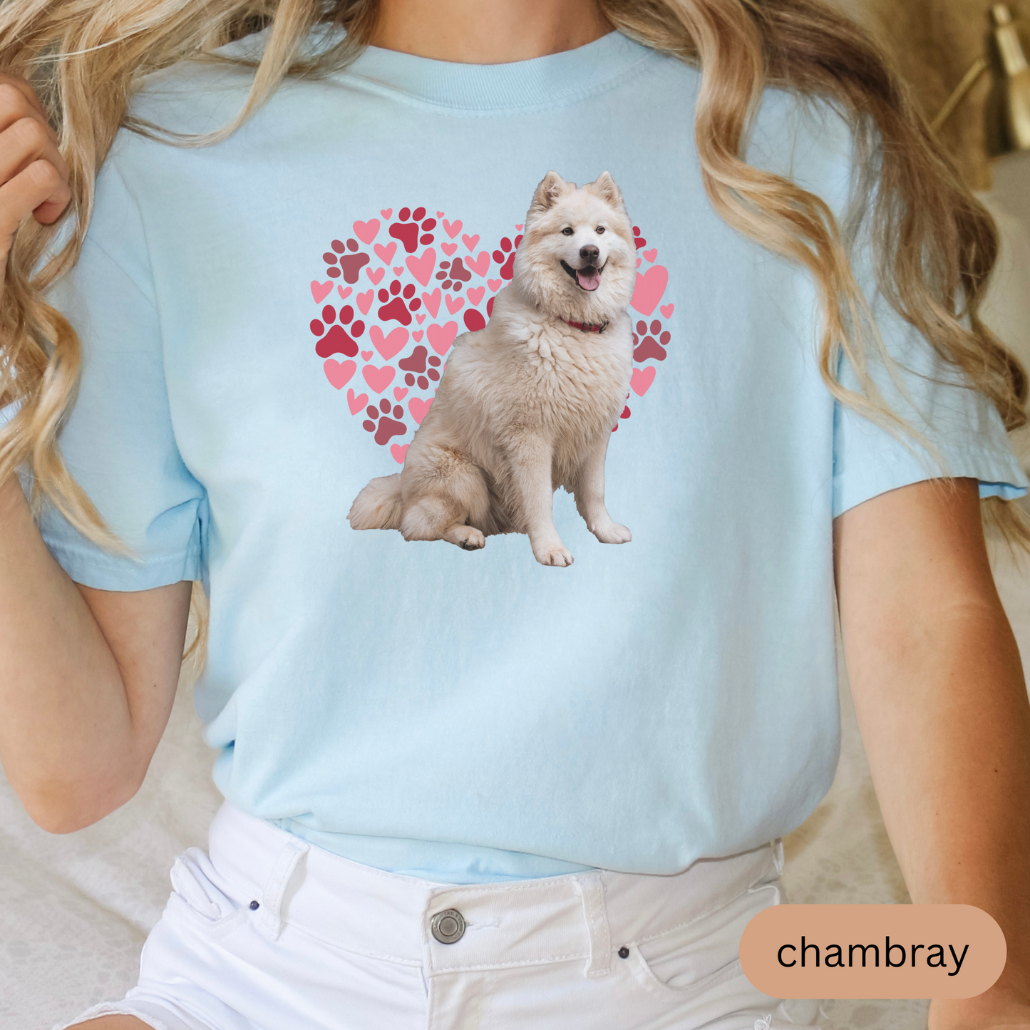 Heart Paw Print Samoyed Comfort Colors T-shirt, Unisex Tee, Dog Lover Shirt, Cute Animal Graphic Tee, Pet Owner Gift