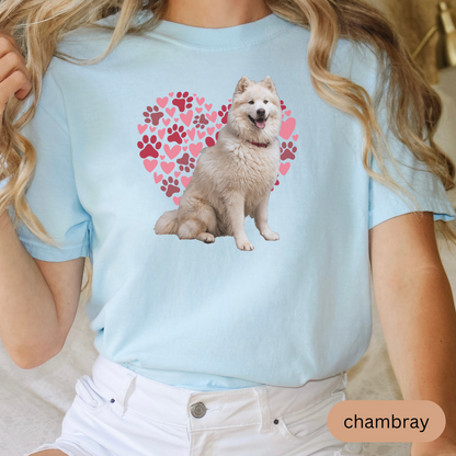 Heart Paw Print Samoyed Comfort Colors T-shirt, Unisex Tee, Dog Lover Shirt, Cute Animal Graphic Tee, Pet Owner Gift