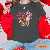 Load image into Gallery viewer, Heart Paw Print Tan Shiba Inu Comfort Colors T-shirt, Unisex Tee, Dog Lover Shirt, Cute Animal Graphic Tee, Pet Owner Gift
