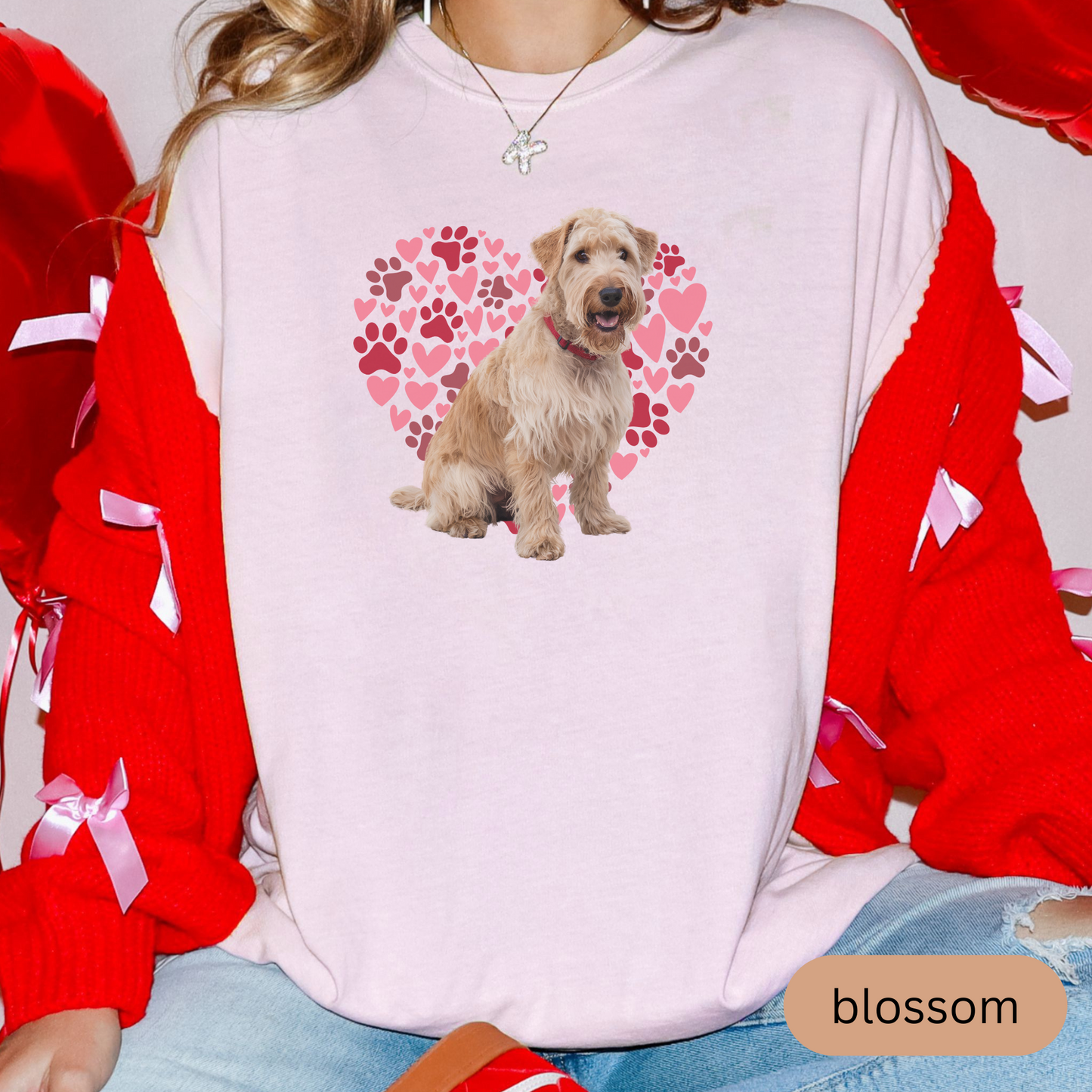 Heart Paw Print Soft Coated Wheaten Terrier Comfort Colors T-shirt, Unisex Tee, Dog Lover Shirt, Cute Animal Graphic Tee, Pet Owner Gift