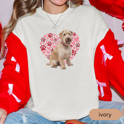 Heart Paw Print Soft Coated Wheaten Terrier Comfort Colors T-shirt, Unisex Tee, Dog Lover Shirt, Cute Animal Graphic Tee, Pet Owner Gift