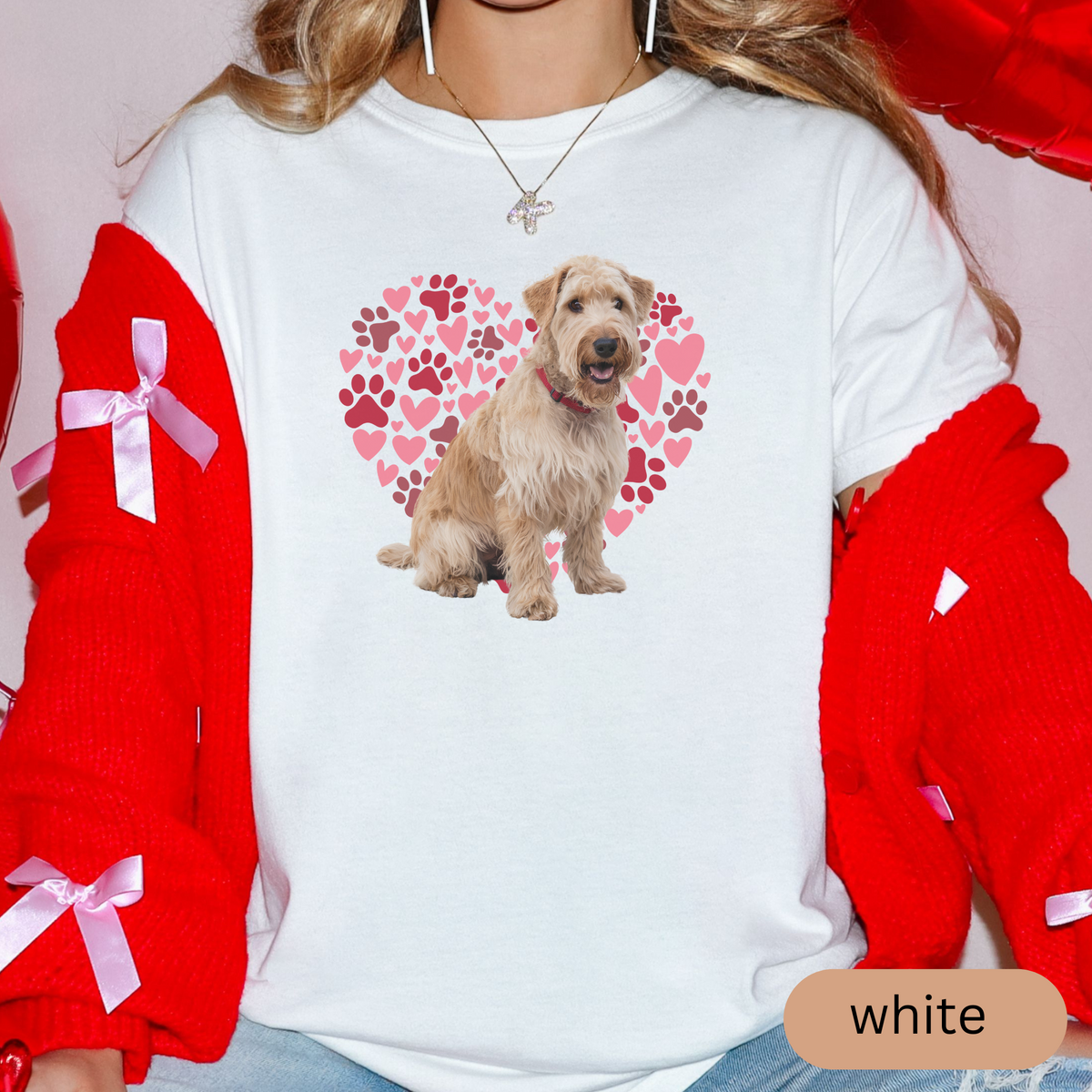 Heart Paw Print Soft Coated Wheaten Terrier Comfort Colors T-shirt, Unisex Tee, Dog Lover Shirt, Cute Animal Graphic Tee, Pet Owner Gift