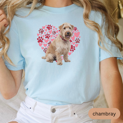 Heart Paw Print Soft Coated Wheaten Terrier Comfort Colors T-shirt, Unisex Tee, Dog Lover Shirt, Cute Animal Graphic Tee, Pet Owner Gift