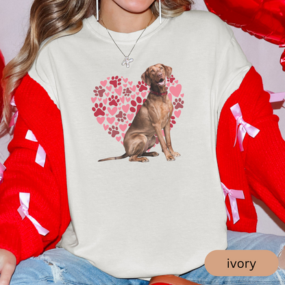 Heart Paw Print Vizsla Comfort Colors T-shirt, Unisex Tee, Dog Lover Shirt, Cute Animal Graphic Tee, Pet Owner Gift