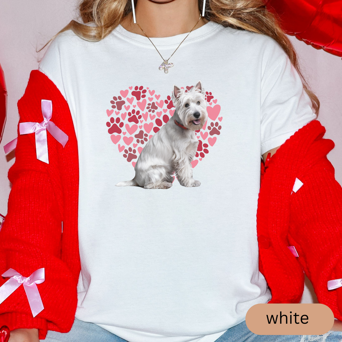 Heart Paw Print West Highland Terrier Comfort Colors T-shirt, Unisex Tee, Dog Lover Shirt, Cute Animal Graphic Tee, Pet Owner Gift