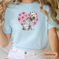 Load image into Gallery viewer, Heart Paw Print West Highland Terrier Comfort Colors T-shirt, Unisex Tee, Dog Lover Shirt, Cute Animal Graphic Tee, Pet Owner Gift
