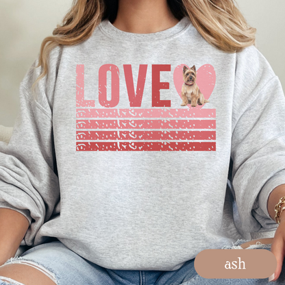 Cairn Terrier Retro Love Sweatshirt, Crewneck Sweatshirt, Vintage Stripe Design, Gift for Dog Lovers, Cozy Unisex Pullover, Winter Fashion