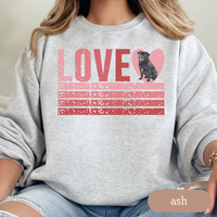 Load image into Gallery viewer, Pug Retro Love Sweatshirt, Crewneck Sweatshirt, Vintage Stripe Design, Gift for Dog Lovers, Cozy Unisex Pullover, Winter Fashion

