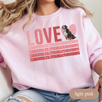 Load image into Gallery viewer, Bernese Mountain Dog Retro Love Sweatshirt, Crewneck Sweatshirt, Vintage Stripe Design, Gift for Dog Lovers, Cozy Pullover, Winter Fashion
