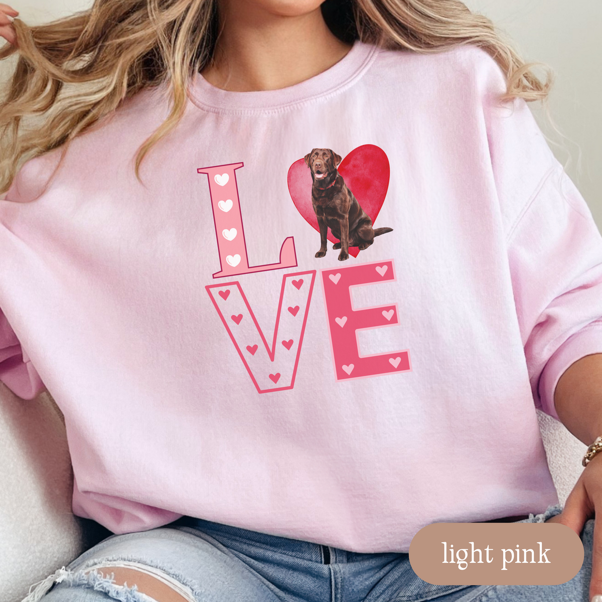 Chocolate Lab Love Square Sweatshirt, Crewneck Sweatshirt, Vintage Love Design, Gift for Dog Lovers, Cozy Unisex Pullover, Winter Fashion