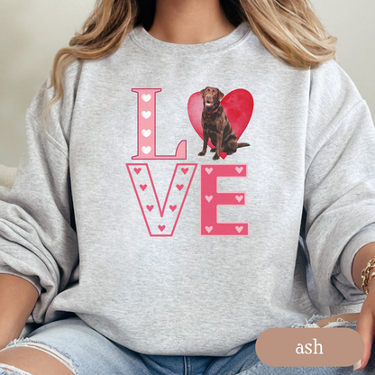 Chocolate Lab Love Square Sweatshirt, Crewneck Sweatshirt, Vintage Love Design, Gift for Dog Lovers, Cozy Unisex Pullover, Winter Fashion