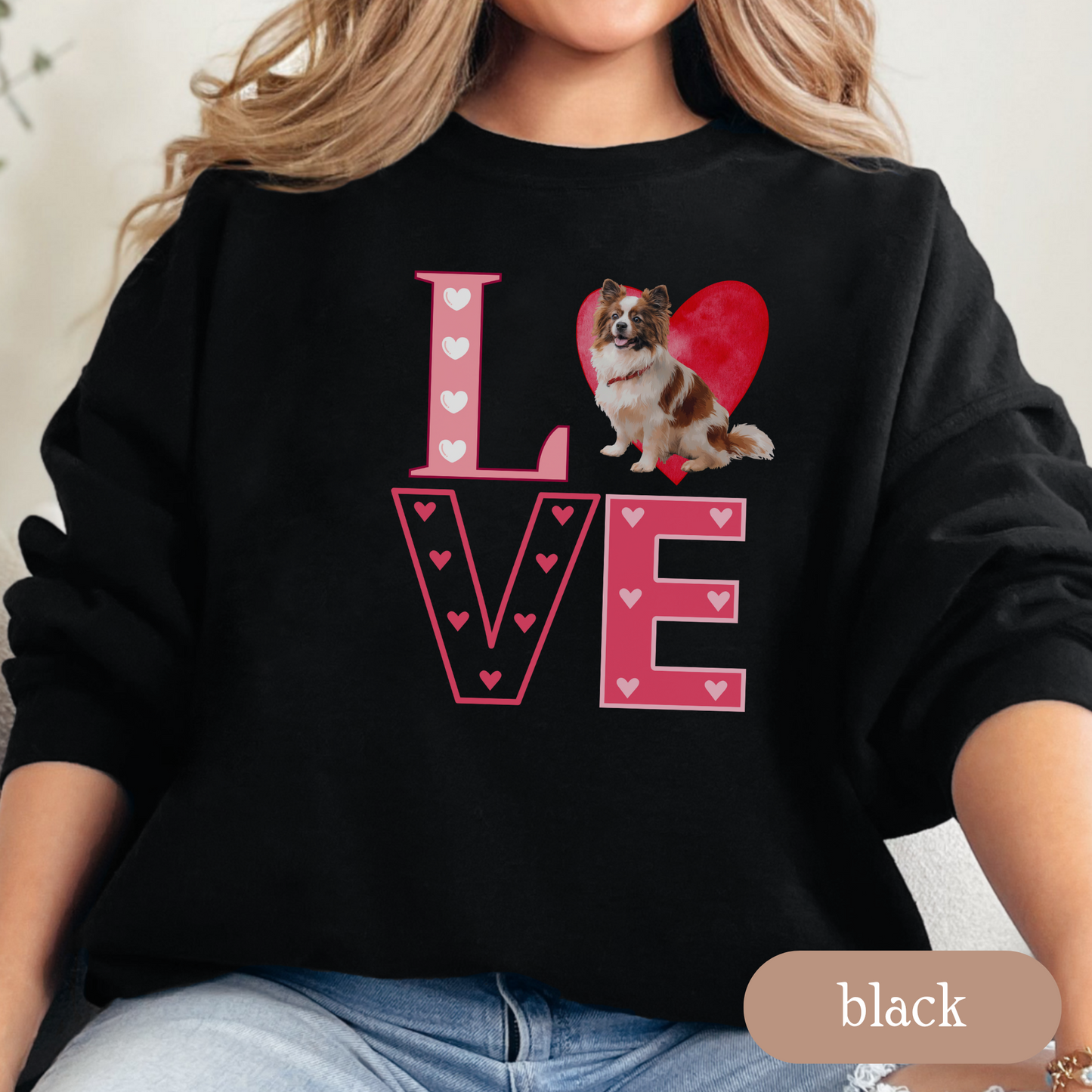 Papillon Love Square Sweatshirt, Crewneck Sweatshirt, Vintage Love Design, Gift for Dog Lovers, Cozy Unisex Pullover, Winter Fashion