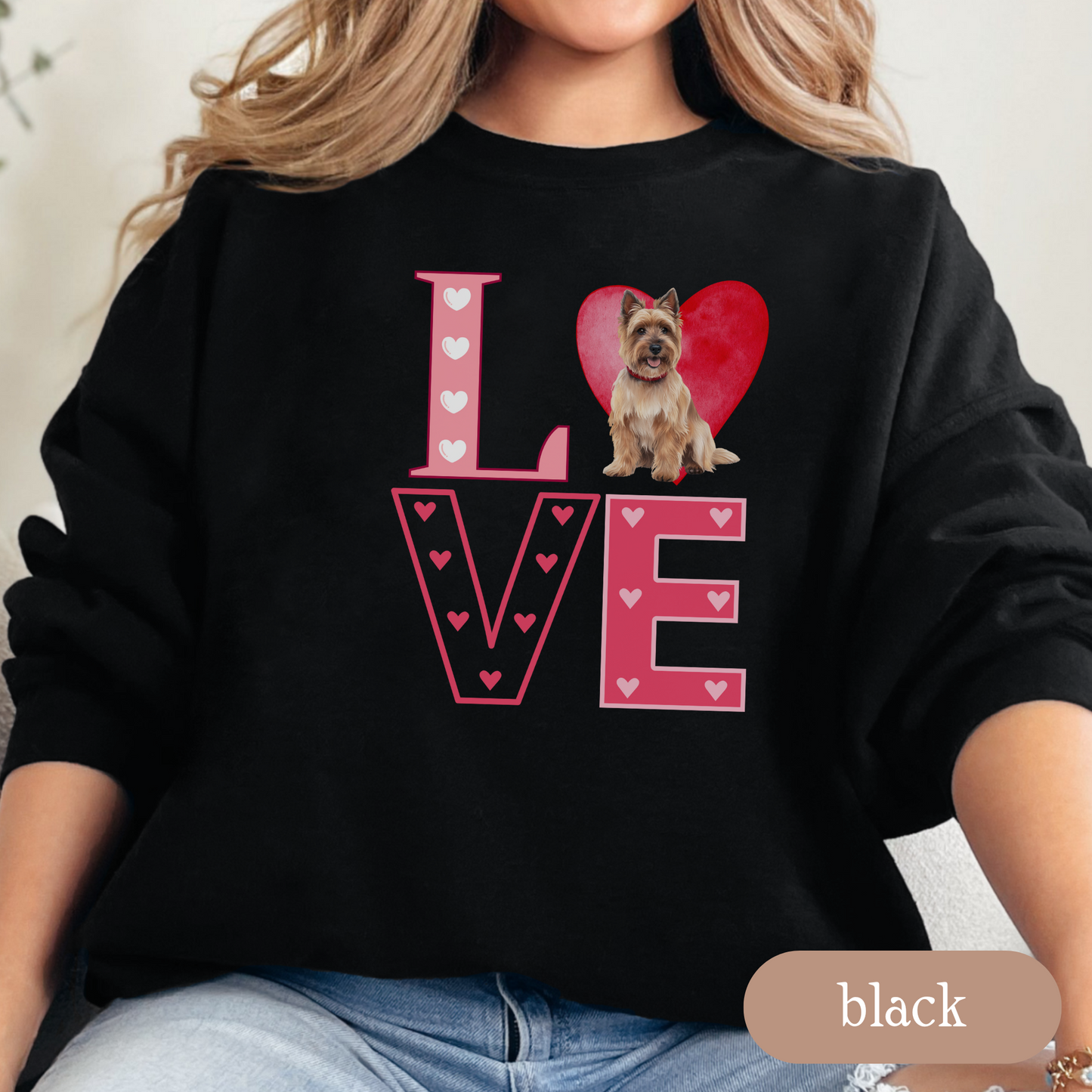 Cairn Terrier Love Square Sweatshirt, Crewneck Sweatshirt, Vintage Love Design, Gift for Dog Lovers, Cozy Unisex Pullover, Winter Fashion