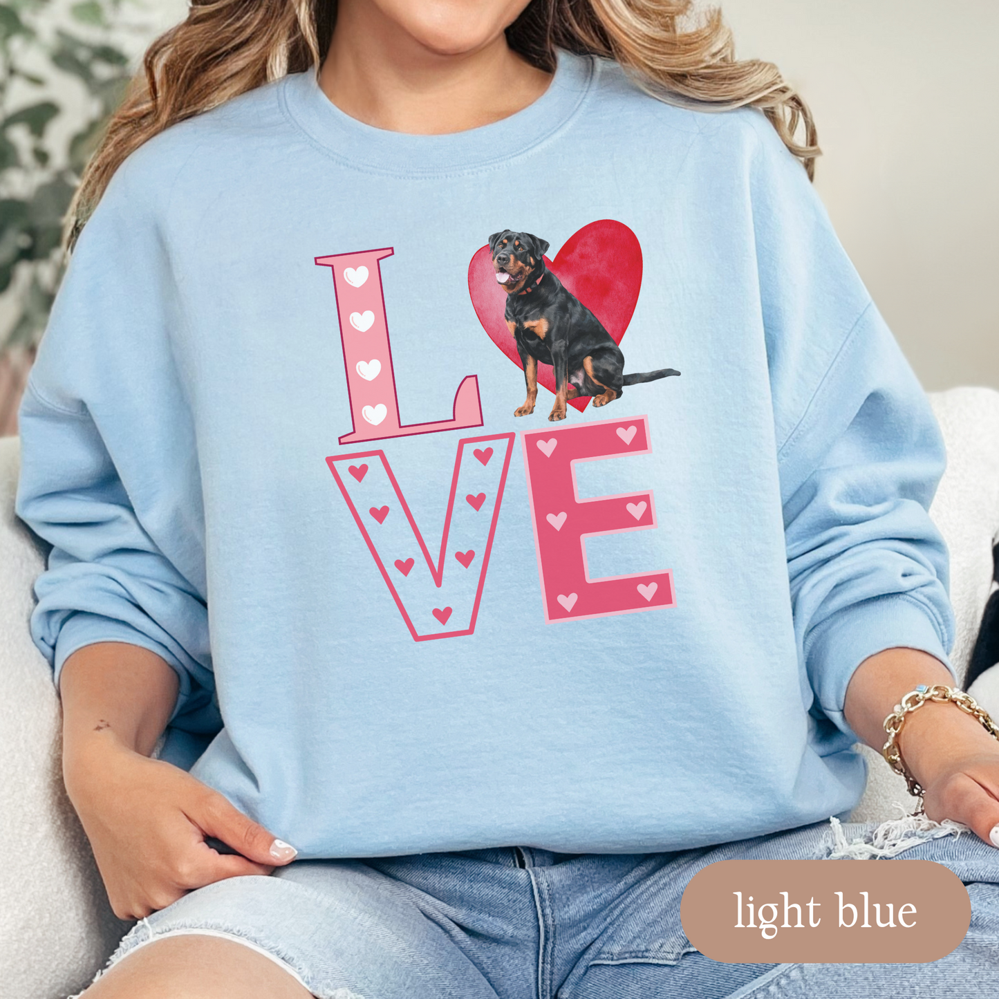 Rottweiler Love Square Sweatshirt, Crewneck Sweatshirt, Vintage Love Design, Gift for Dog Lovers, Cozy Unisex Pullover, Winter Fashion