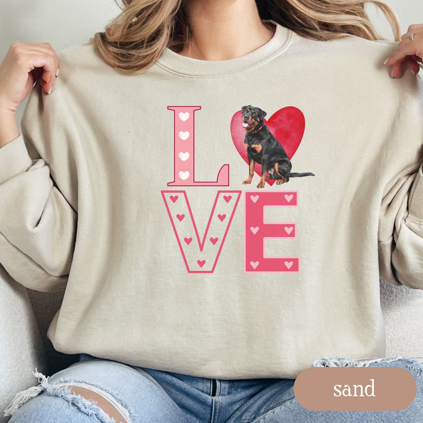 Rottweiler Love Square Sweatshirt, Crewneck Sweatshirt, Vintage Love Design, Gift for Dog Lovers, Cozy Unisex Pullover, Winter Fashion