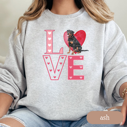 Rottweiler Love Square Sweatshirt, Crewneck Sweatshirt, Vintage Love Design, Gift for Dog Lovers, Cozy Unisex Pullover, Winter Fashion