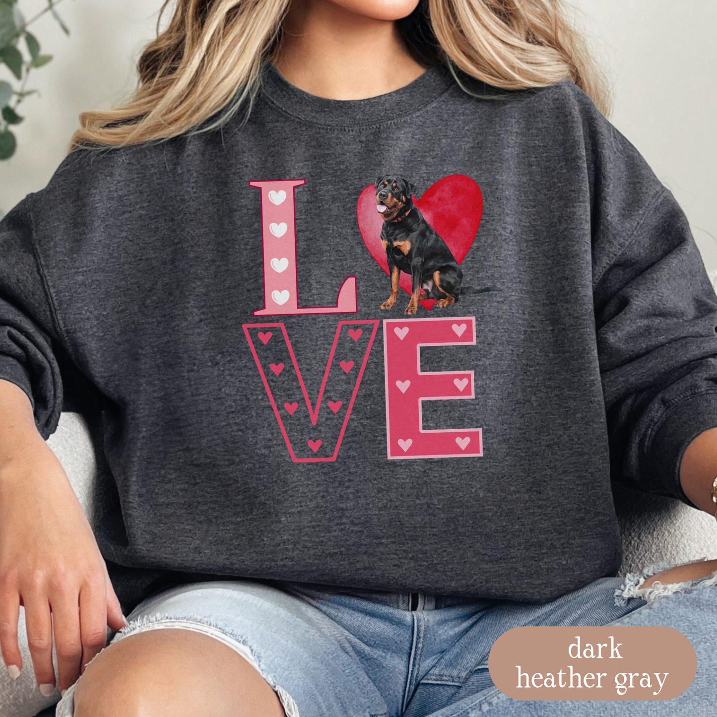 Rottweiler Love Square Sweatshirt, Crewneck Sweatshirt, Vintage Love Design, Gift for Dog Lovers, Cozy Unisex Pullover, Winter Fashion