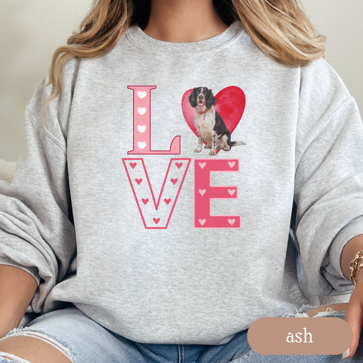 Springer Spaniel Love Square Sweatshirt, Crewneck Sweatshirt, Vintage Love Design, Gift for Dog Lovers, Cozy Unisex Pullover, Winter Fashion