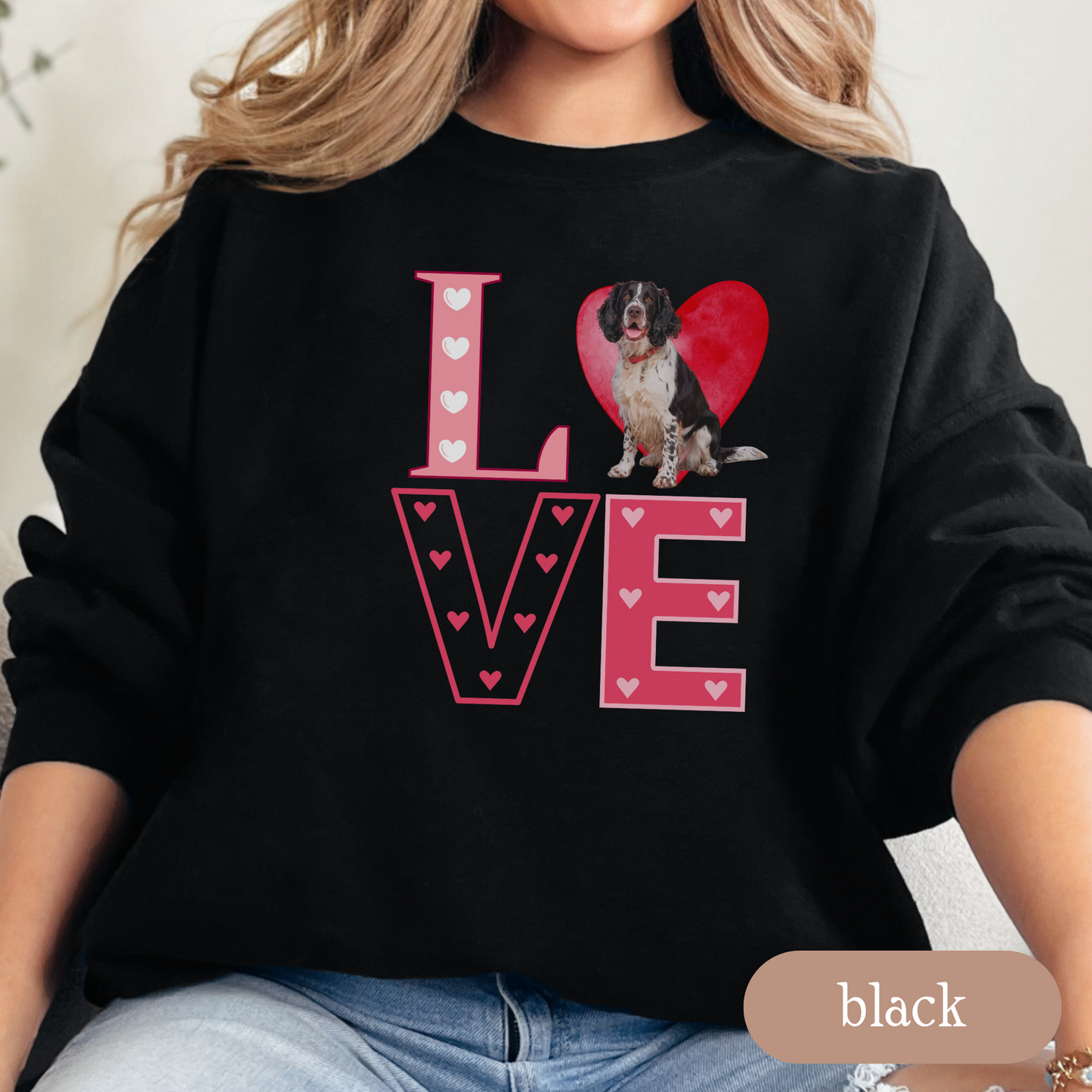 Springer Spaniel Love Square Sweatshirt, Crewneck Sweatshirt, Vintage Love Design, Gift for Dog Lovers, Cozy Unisex Pullover, Winter Fashion