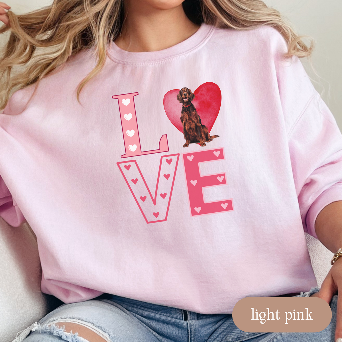 Irish Setter Love Square Sweatshirt, Crewneck Sweatshirt, Vintage Love Design, Gift for Dog Lovers, Cozy Unisex Pullover, Winter Fashion
