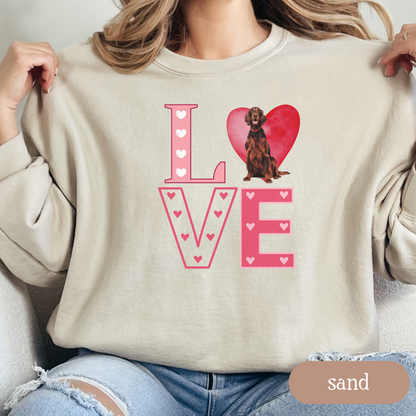 Irish Setter Love Square Sweatshirt, Crewneck Sweatshirt, Vintage Love Design, Gift for Dog Lovers, Cozy Unisex Pullover, Winter Fashion