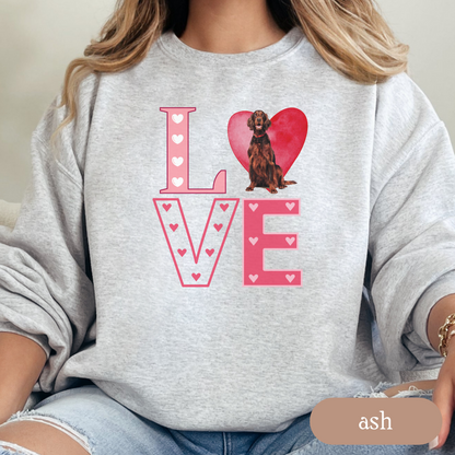Irish Setter Love Square Sweatshirt, Crewneck Sweatshirt, Vintage Love Design, Gift for Dog Lovers, Cozy Unisex Pullover, Winter Fashion
