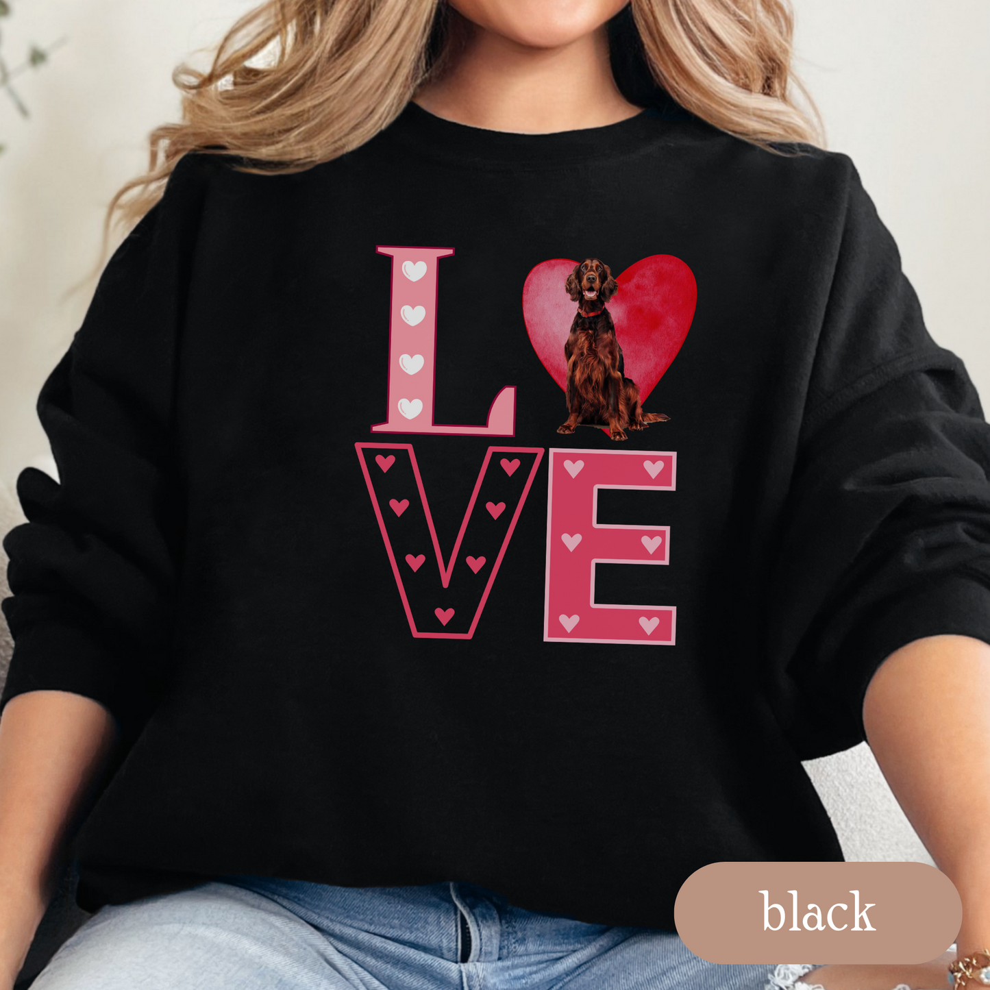 Irish Setter Love Square Sweatshirt, Crewneck Sweatshirt, Vintage Love Design, Gift for Dog Lovers, Cozy Unisex Pullover, Winter Fashion