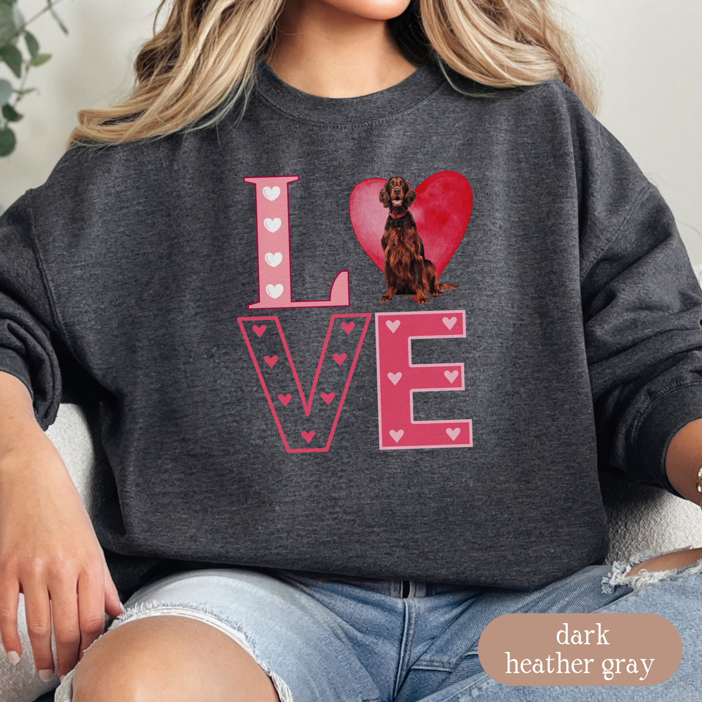 Irish Setter Love Square Sweatshirt, Crewneck Sweatshirt, Vintage Love Design, Gift for Dog Lovers, Cozy Unisex Pullover, Winter Fashion