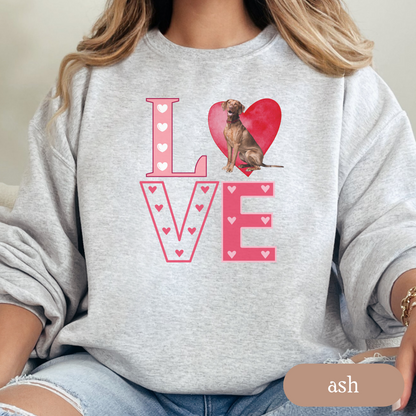 Vizsla Love Square Sweatshirt, Crewneck Sweatshirt, Vintage Love Design, Gift for Dog Lovers, Cozy Unisex Pullover, Winter Fashion