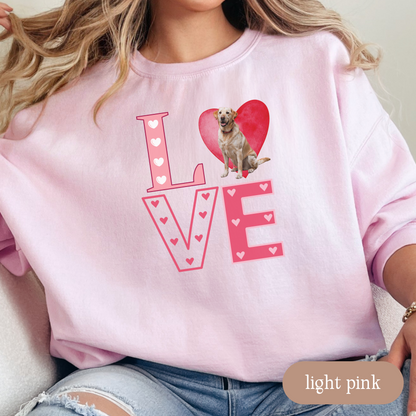 Yellow Lab Love Square Sweatshirt, Crewneck Sweatshirt, Vintage Love Design, Gift for Dog Lovers, Cozy Unisex Pullover, Winter Fashion